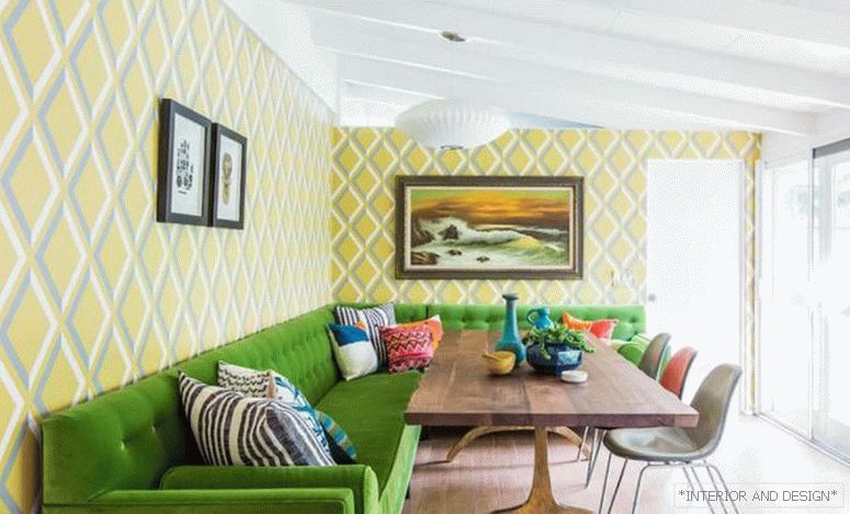 Zöld árnyalat a nappali tervezésben - fénykép 3