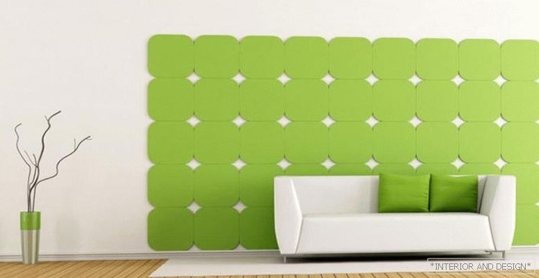 Zöld árnyalat a nappali designban - fénykép 7