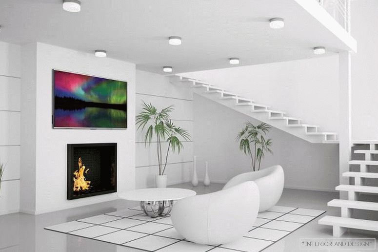 Fehér színű a nappali designban - fénykép 4