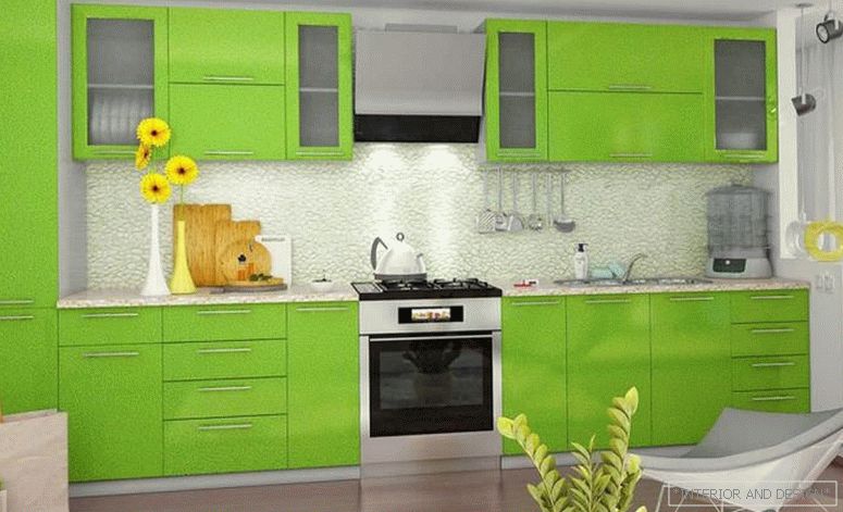 Fotó a konyha világos zöld színében 1