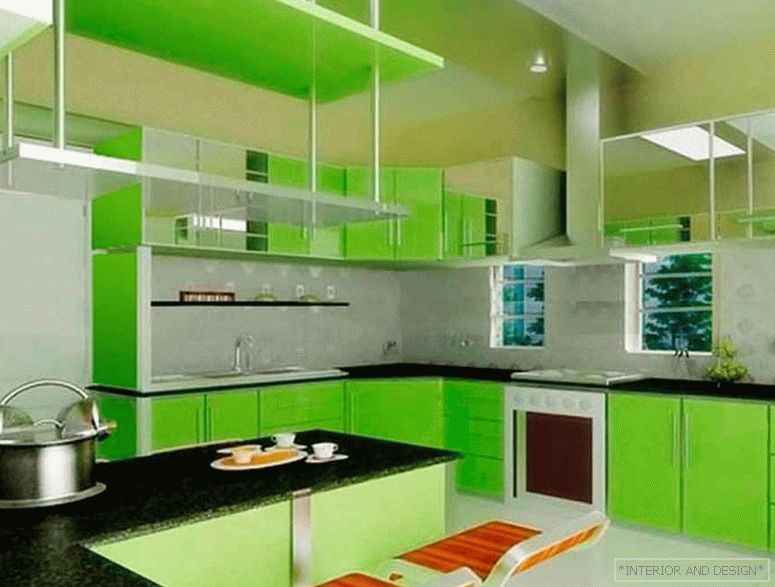 Fotó a konyhában világos zöld színben 2