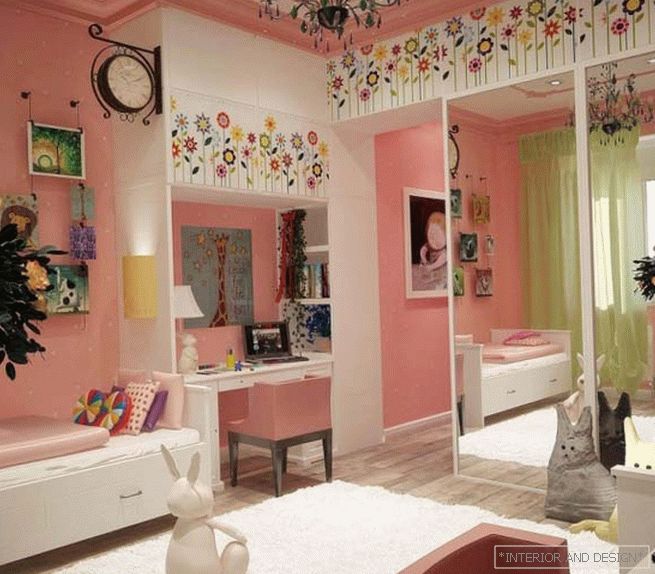 Rózsaszín szoba egy 10 éves lány számára
