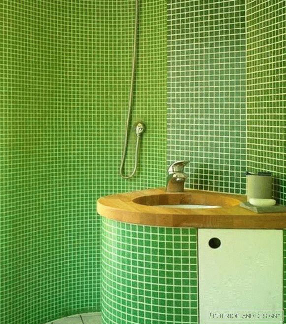Csempe zöld a fürdőszoba belsejében - 2
