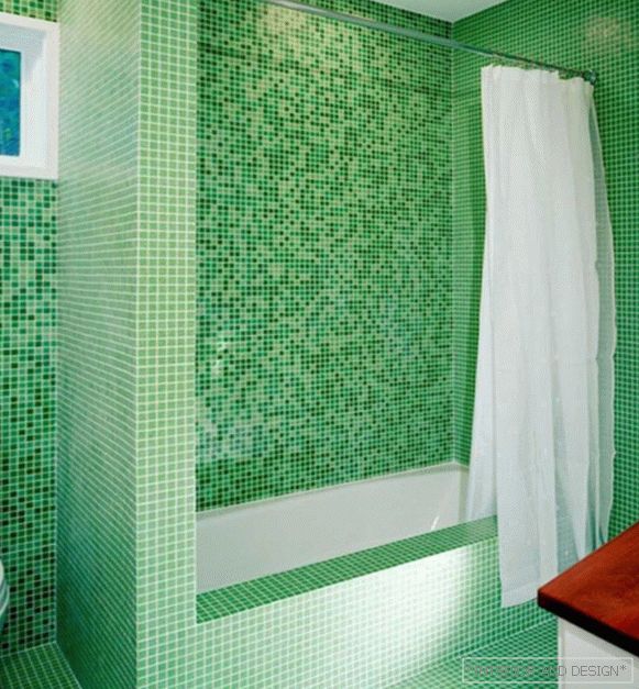Csempe zöld a fürdőszoba belsejében - 3