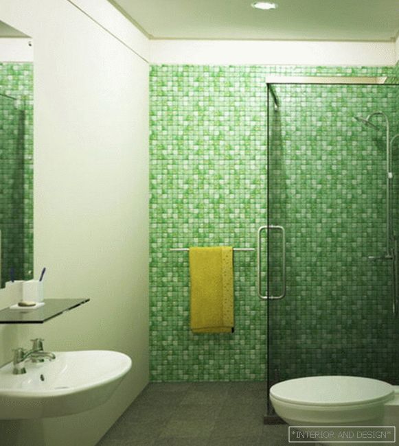 Csempe zöld a fürdőszoba belsejében - 5